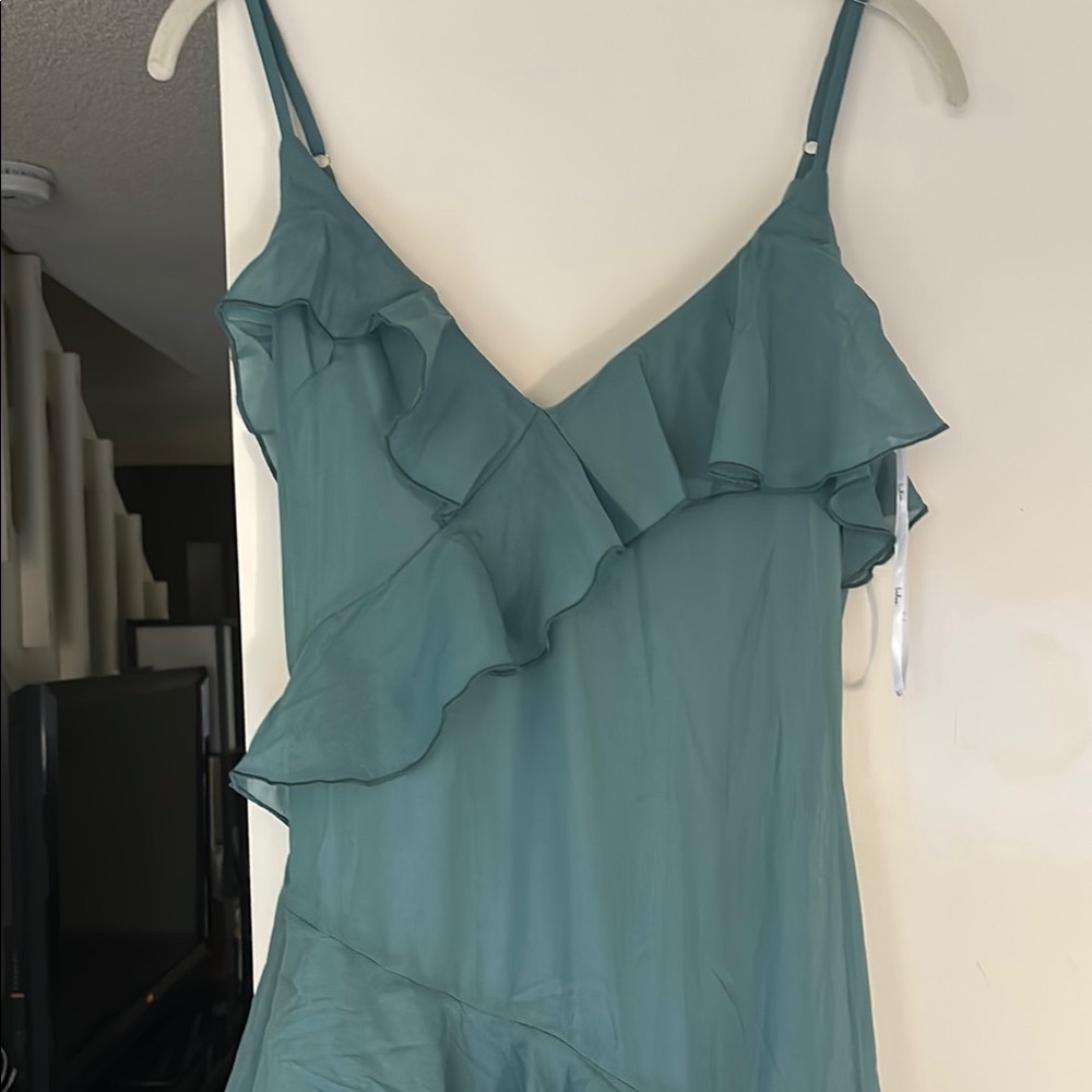 Lulus Asymmetrical Ruffled Midi Dress - Picture 3 of 8